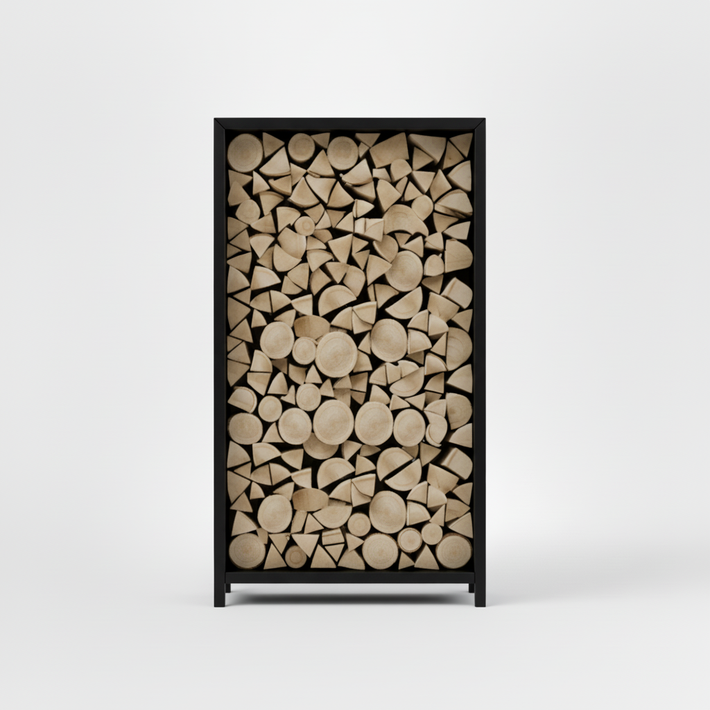 Houtopslag zwart gepoedercoat 180x100x40cm