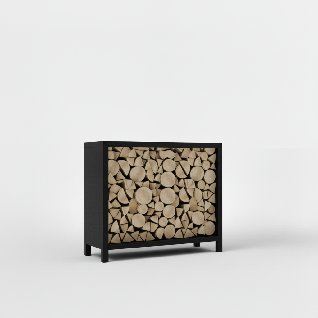 Houtopslag zwart gepoedercoat 100x120x40cm
