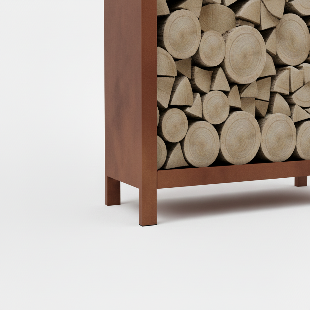 Houtopslag cortenstaal 180x80x40cm