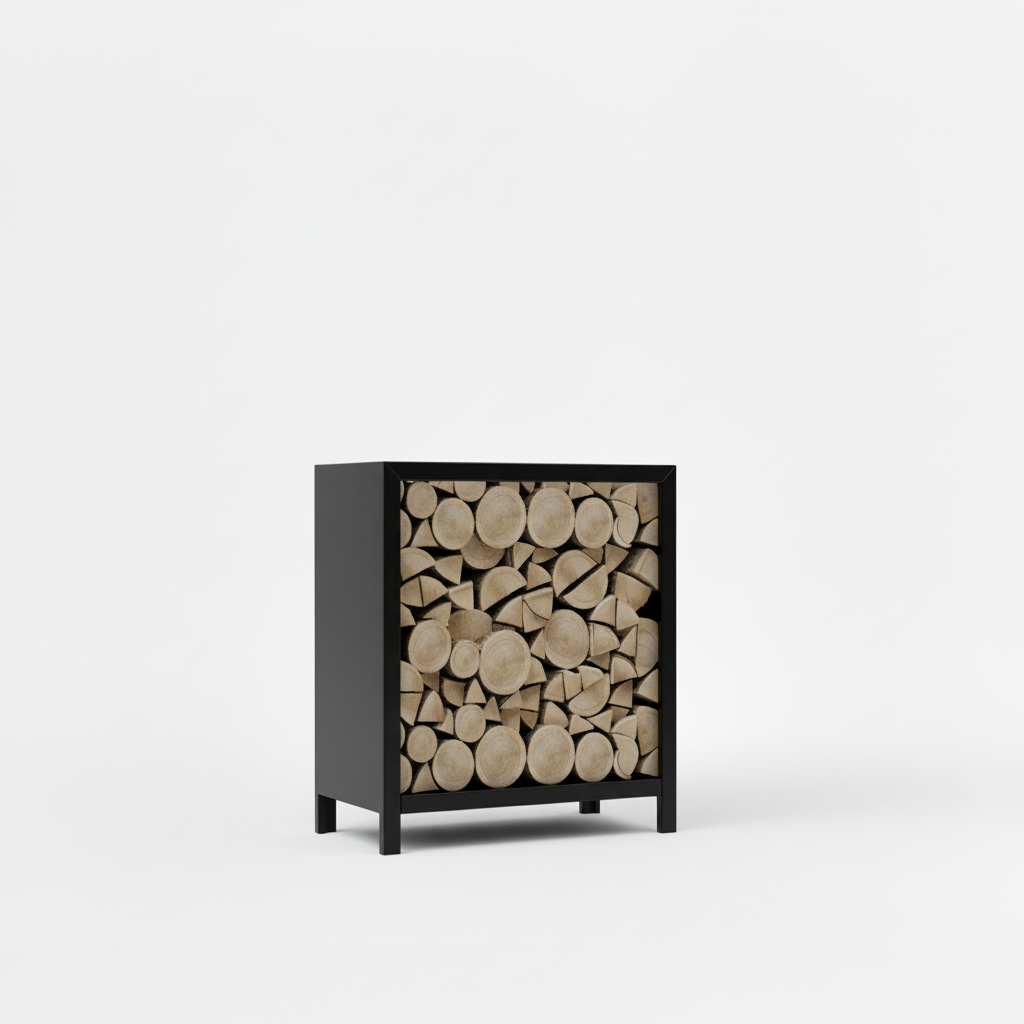 Houtopslag zwart gepoedercoat 100x80x40cm