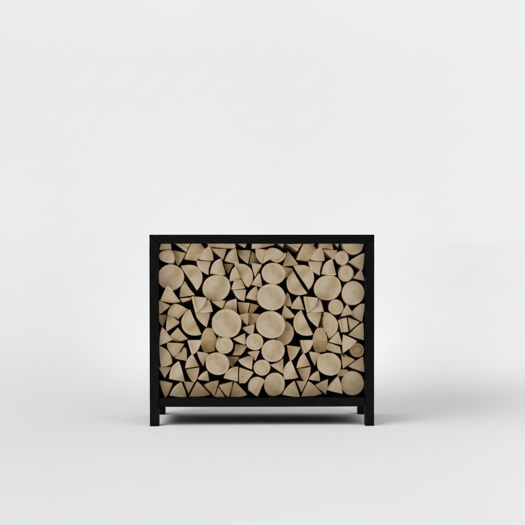Houtopslag zwart gepoedercoat 100x120x40cm