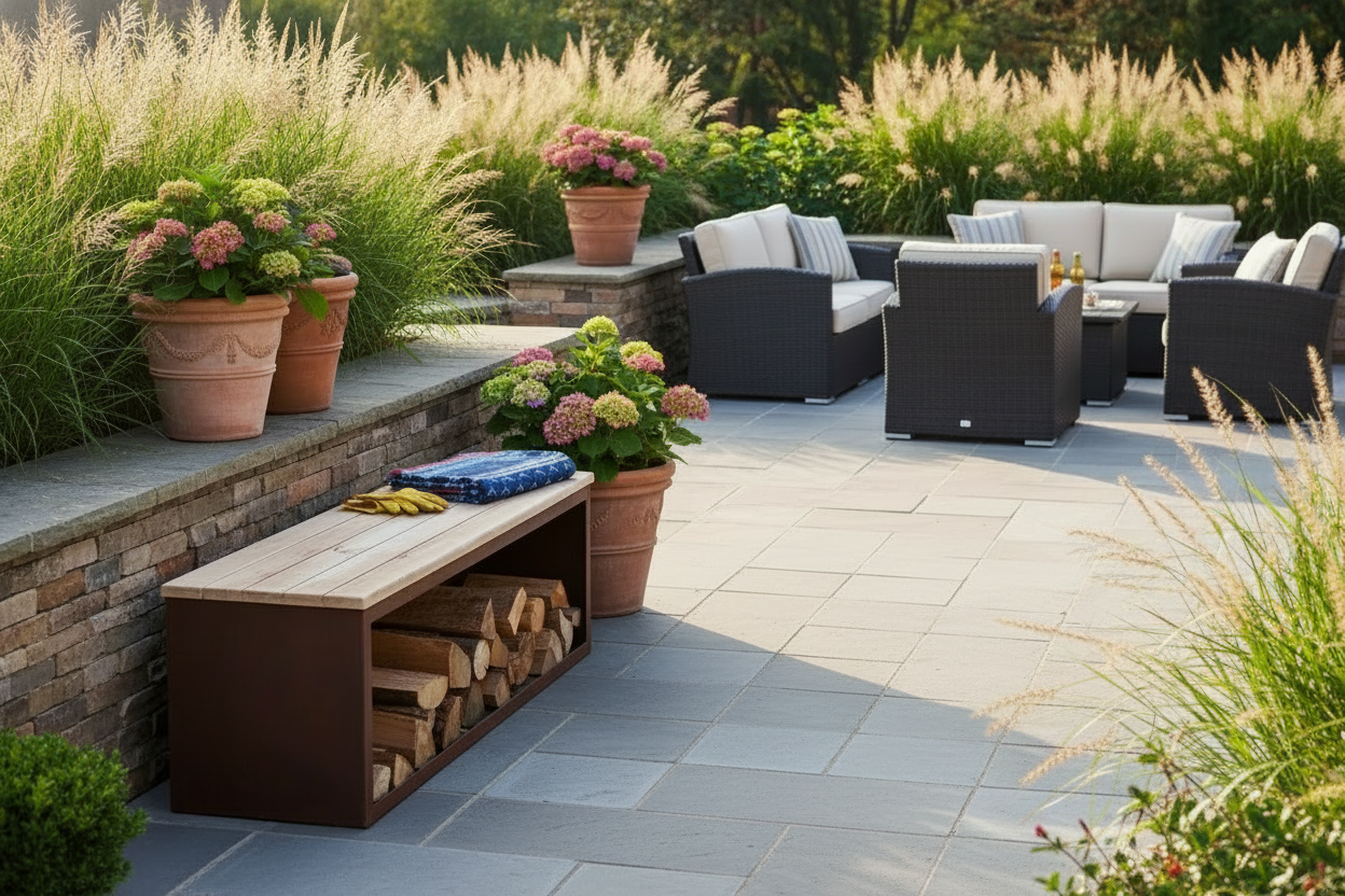 Houtopslag met zitfunctie: 2-in-1 bank voor hout én gezelligheid