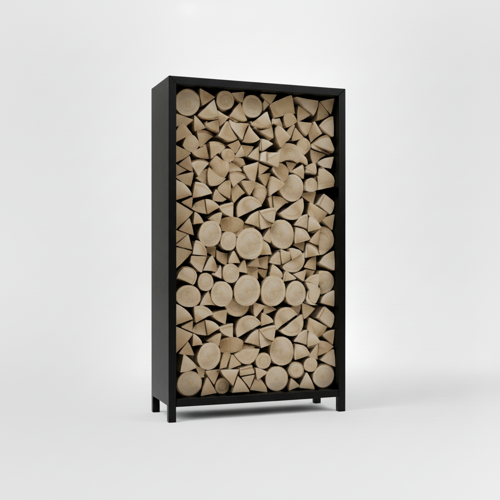 Houtopslag zwart gepoedercoat 180x100x40cm