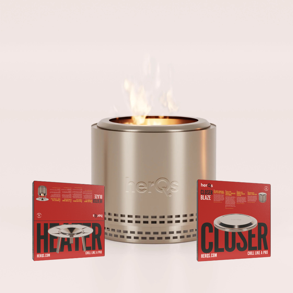 HerQs blaze total comfort bundel – smokeless firepit + heater + closer