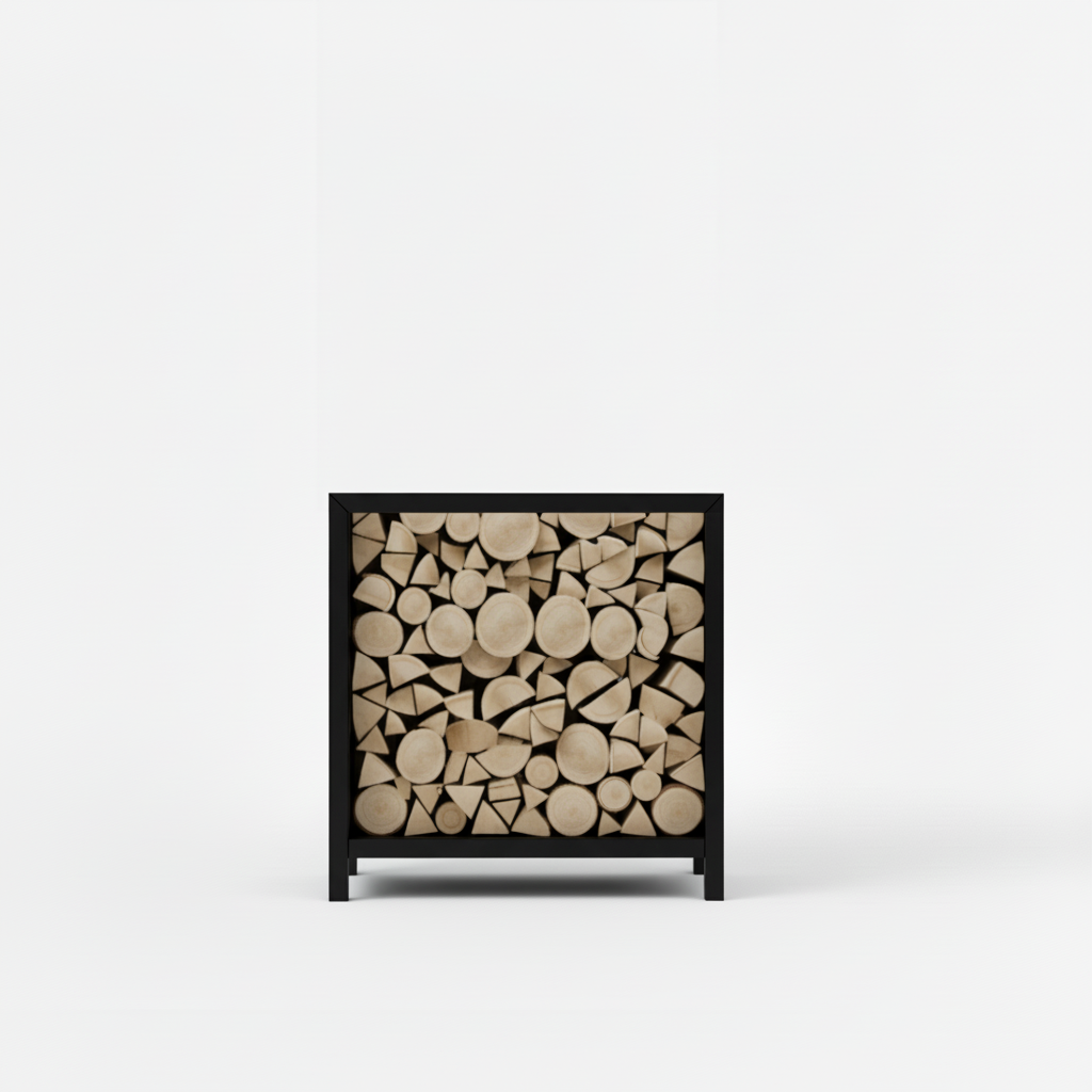 Houtopslag zwart gepoedercoat 100x100x40cm