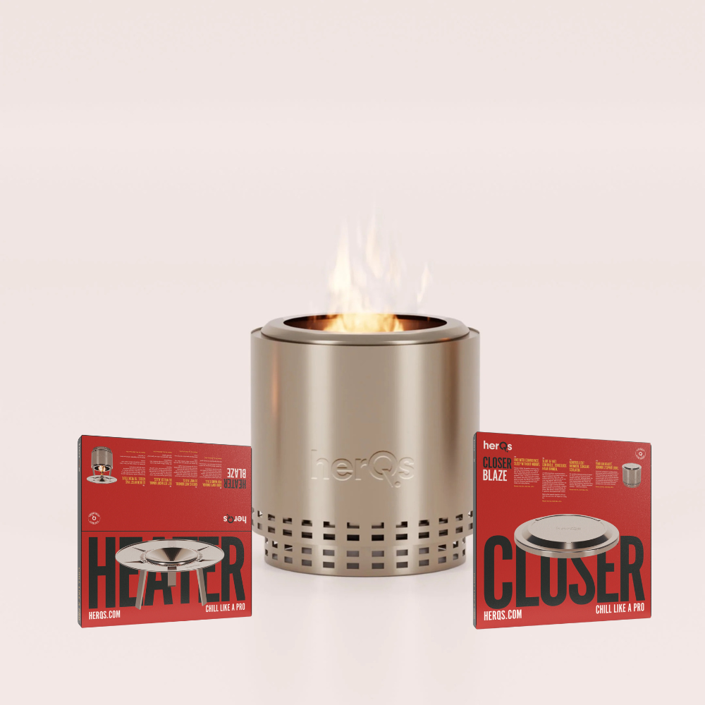 HerQs cozy total comfort bundel – smokeless firepit + heater + closer