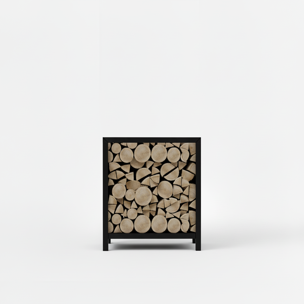 Houtopslag zwart gepoedercoat 100x80x40cm