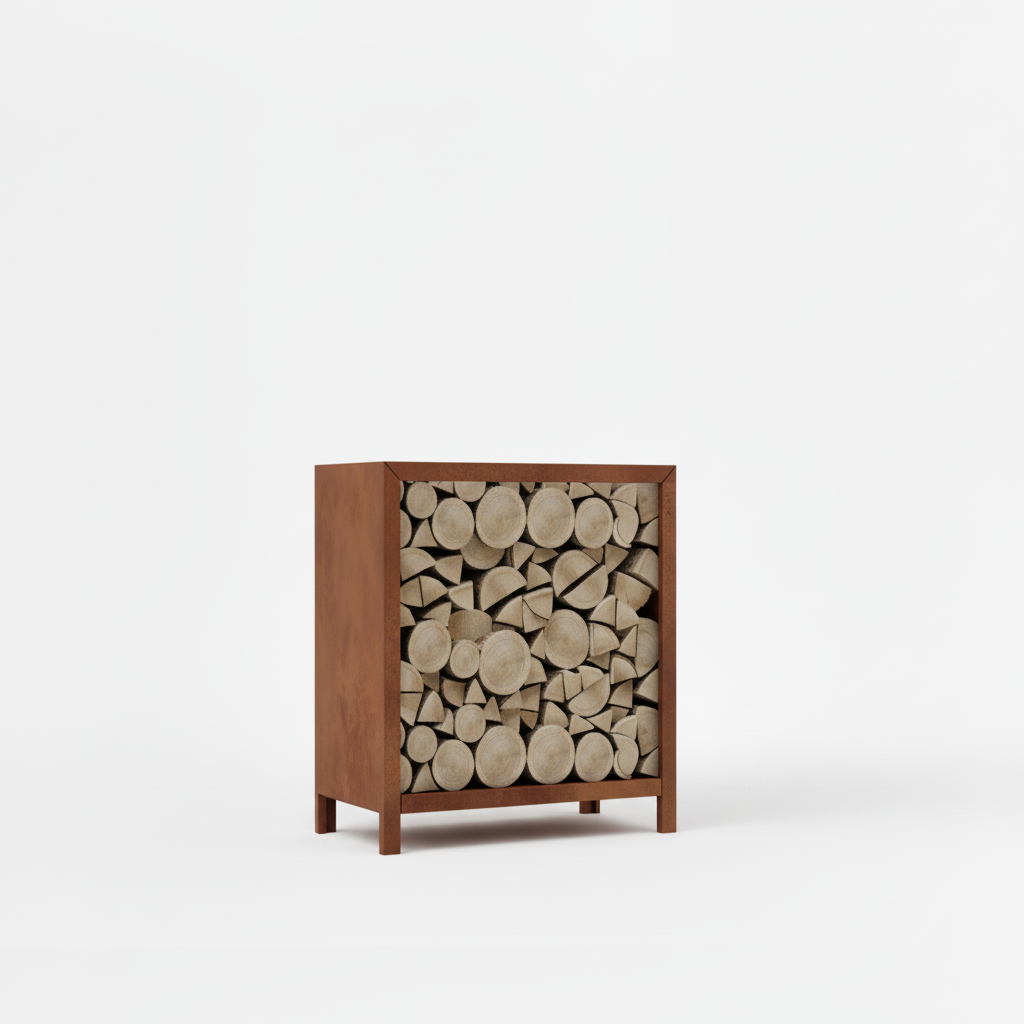 Houtopslag cortenstaal 100x80x40cm