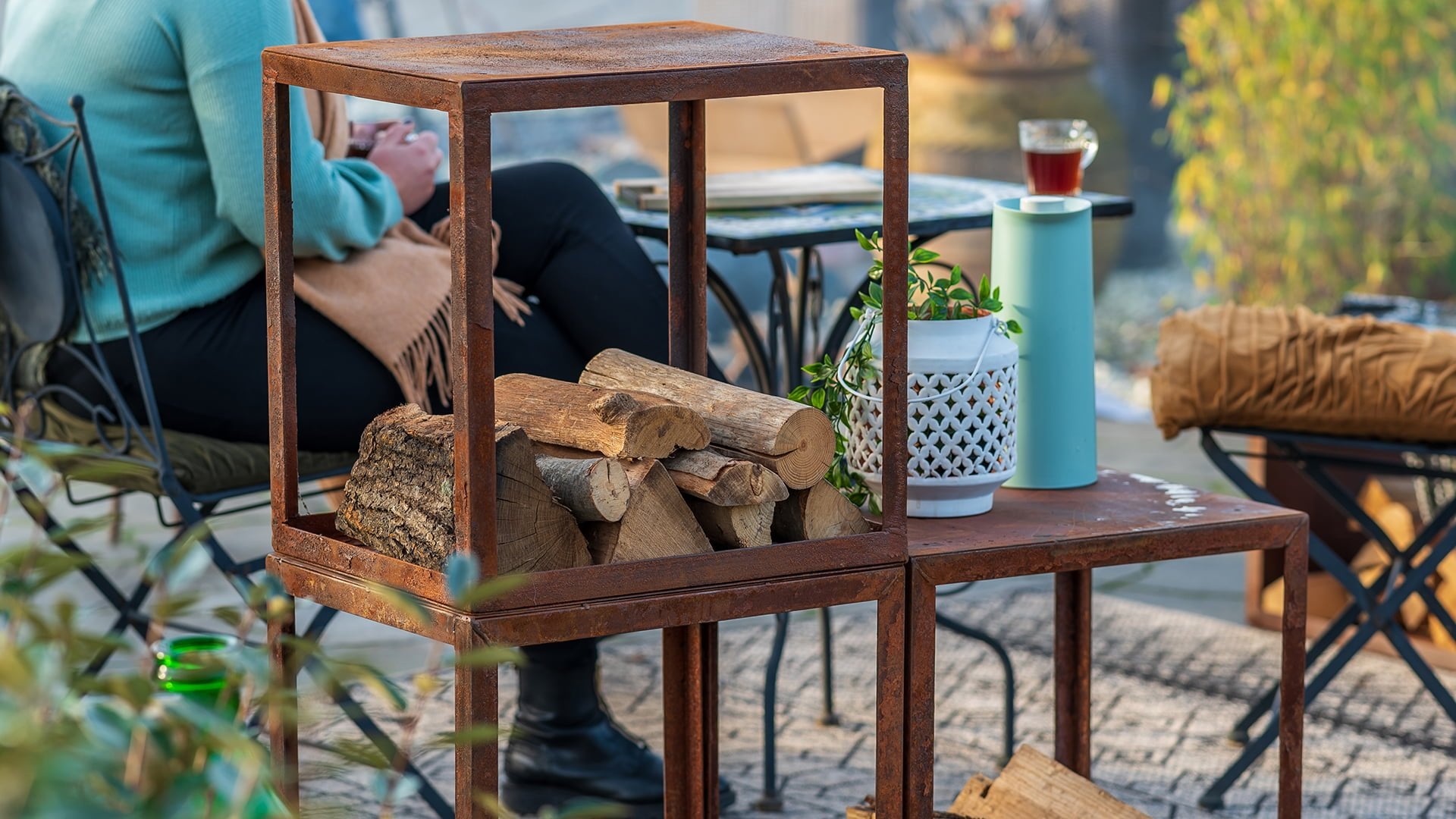 Redfire hodr handmade houtopslag box 50 cm roest