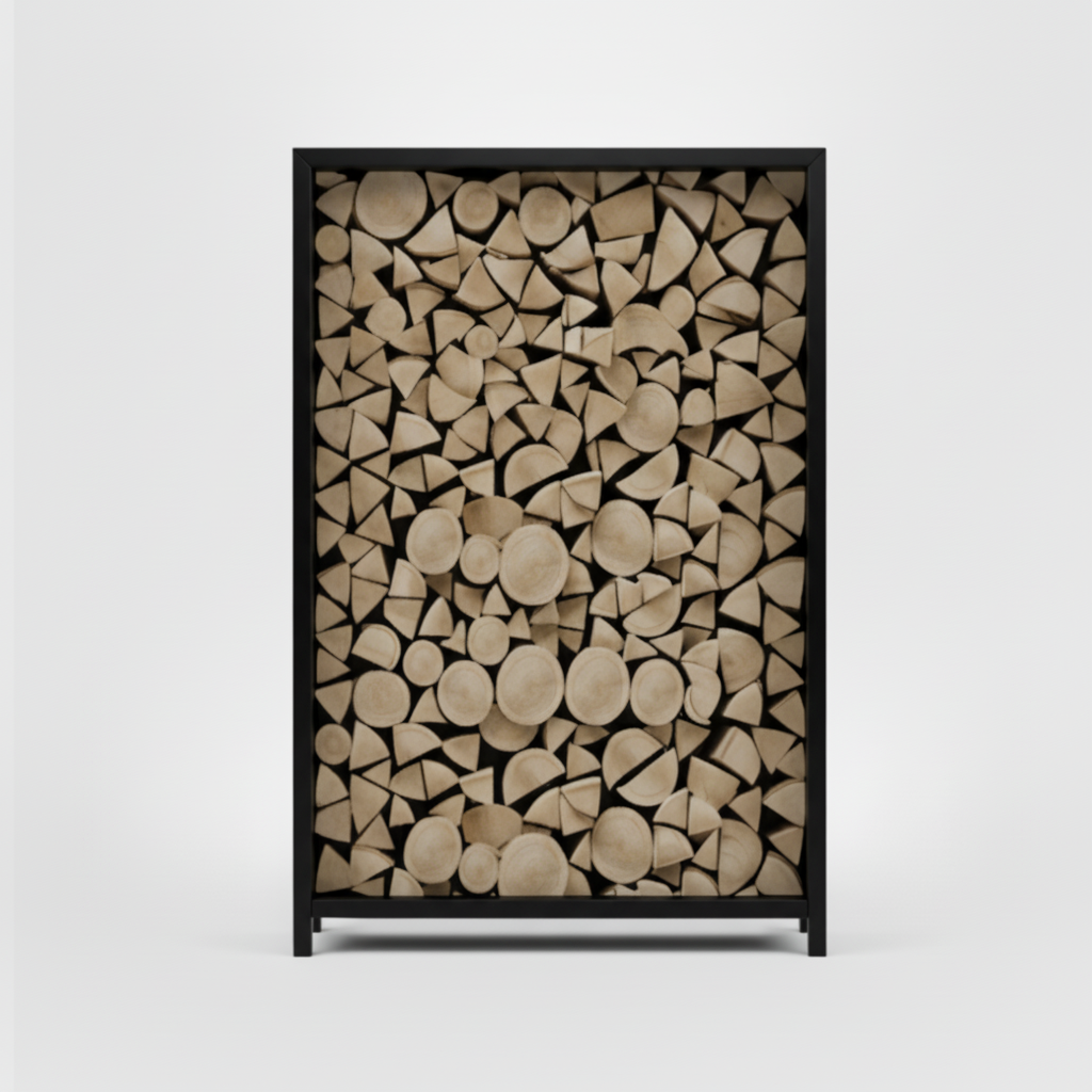Houtopslag zwart gepoedercoat 180x120x40cm