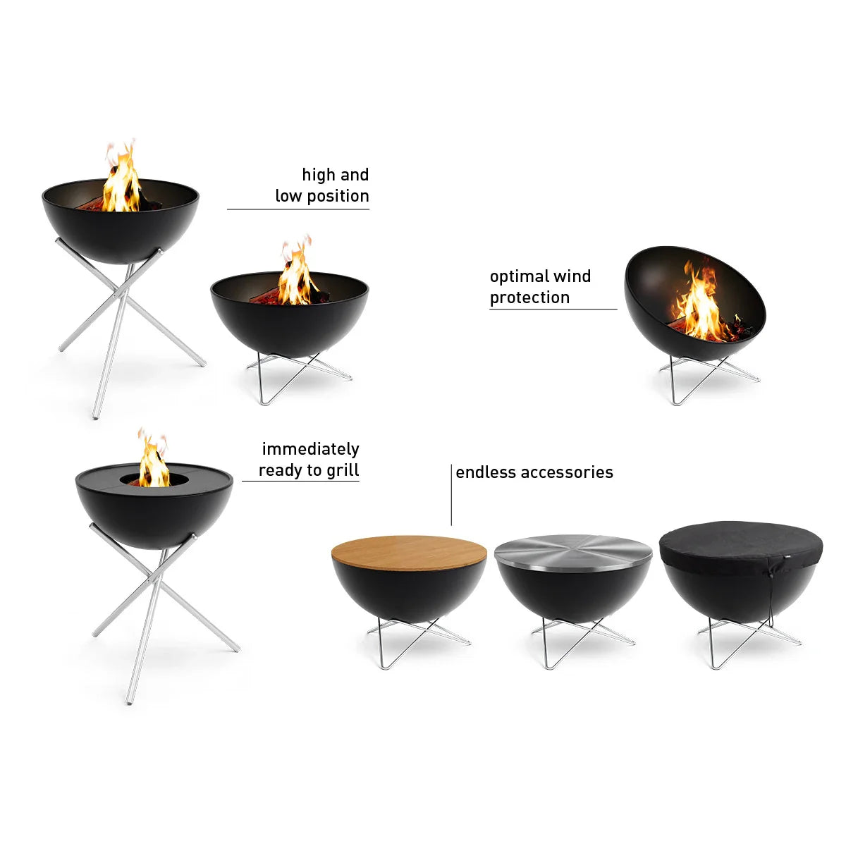 Höfats bowl 70 vuurkorf flex set