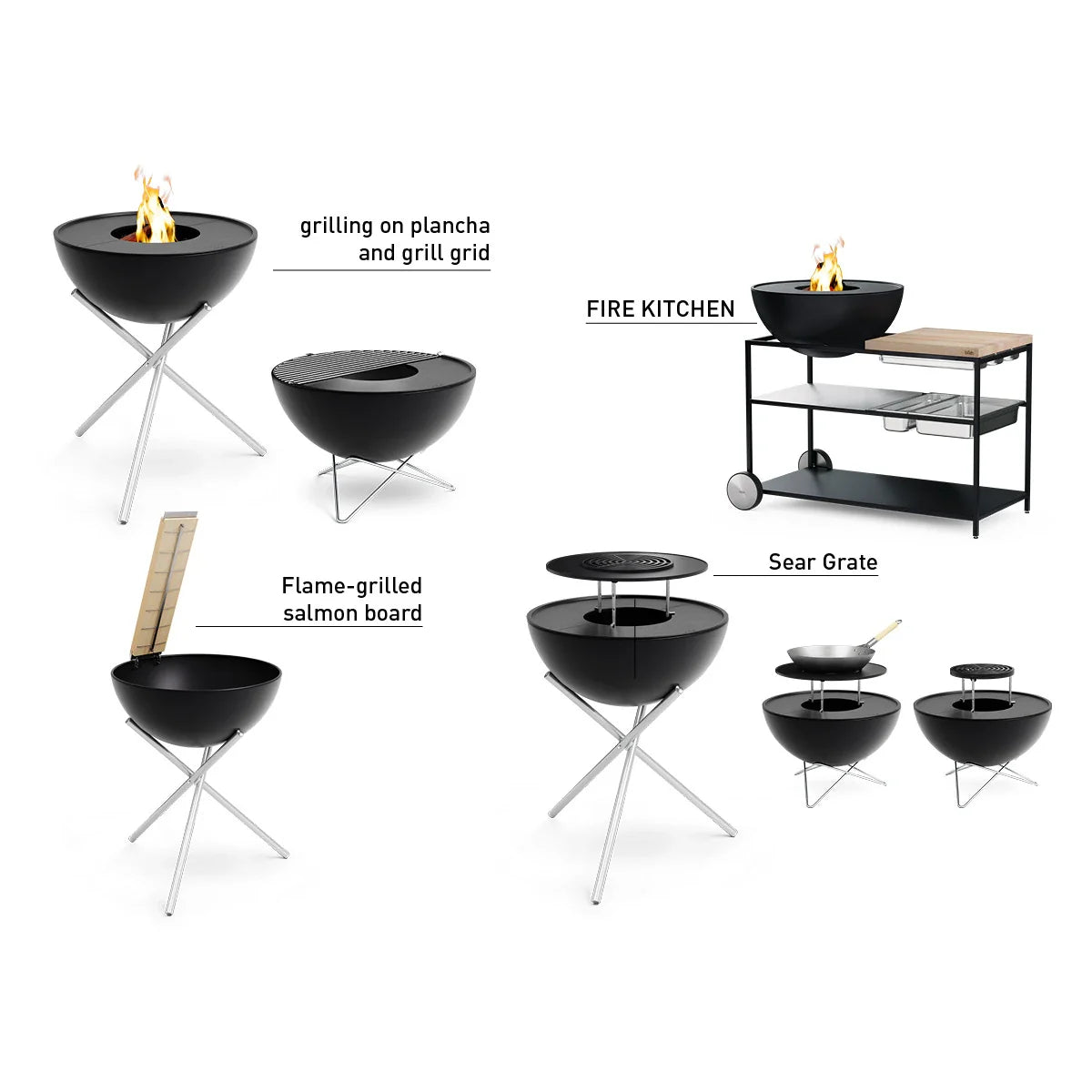 Höfats bowl 70 vuurkorf plancha bbq set laag