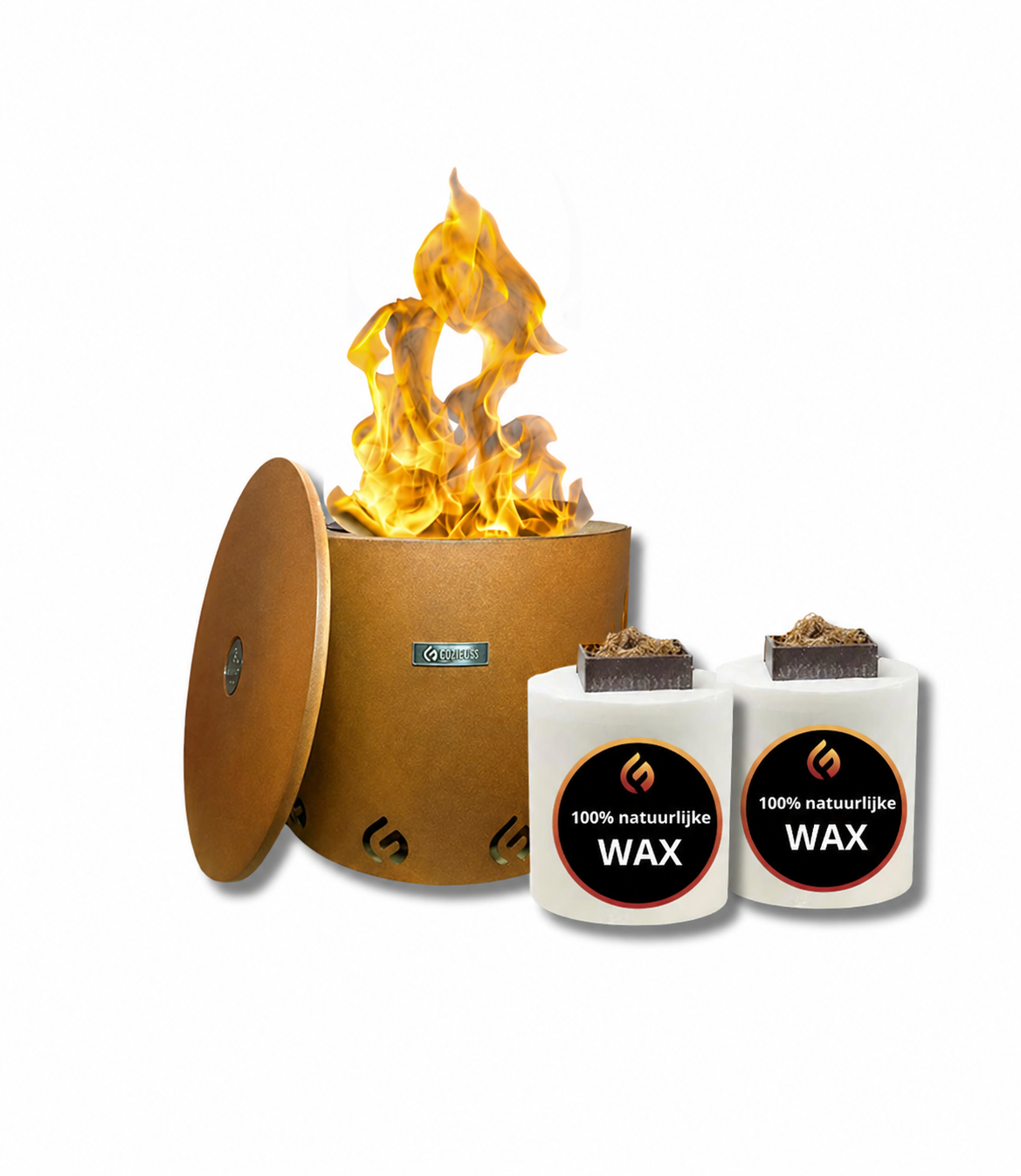 EcoFuego el fuego corten vuurkorf met 1 navulkaars