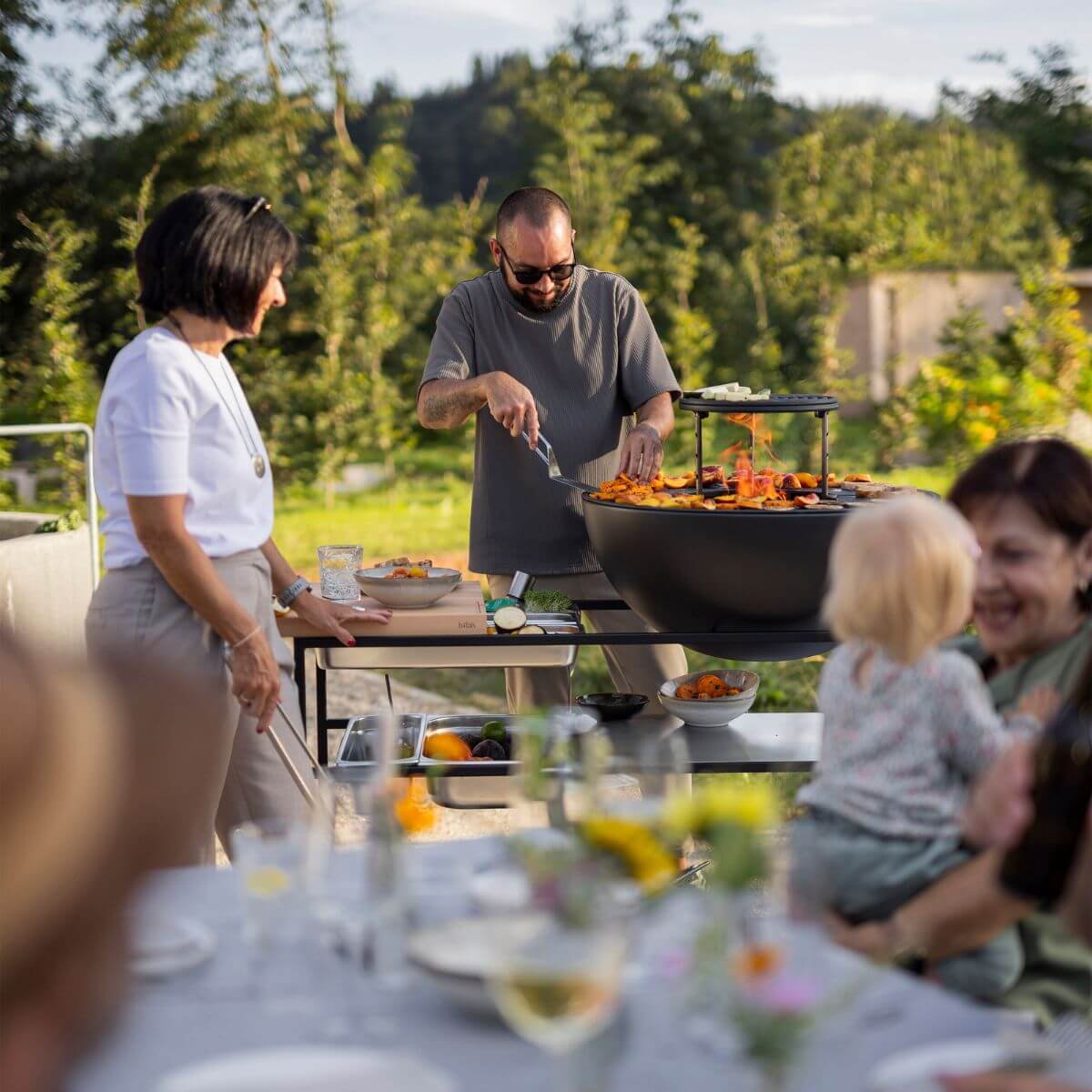 Höfats fire kitchen met bowl 70 plancha bbq set