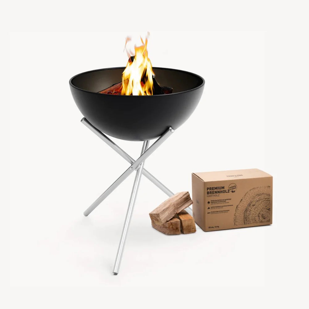 Höfats bowl 70 vuurkorf met driepoot + premium hout
