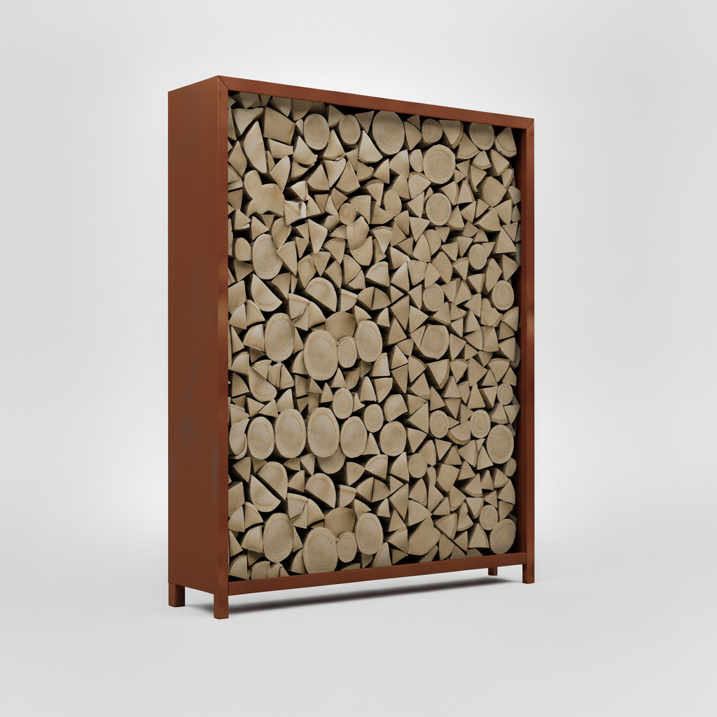 Houtopslag cortenstaal 180x120x40cm