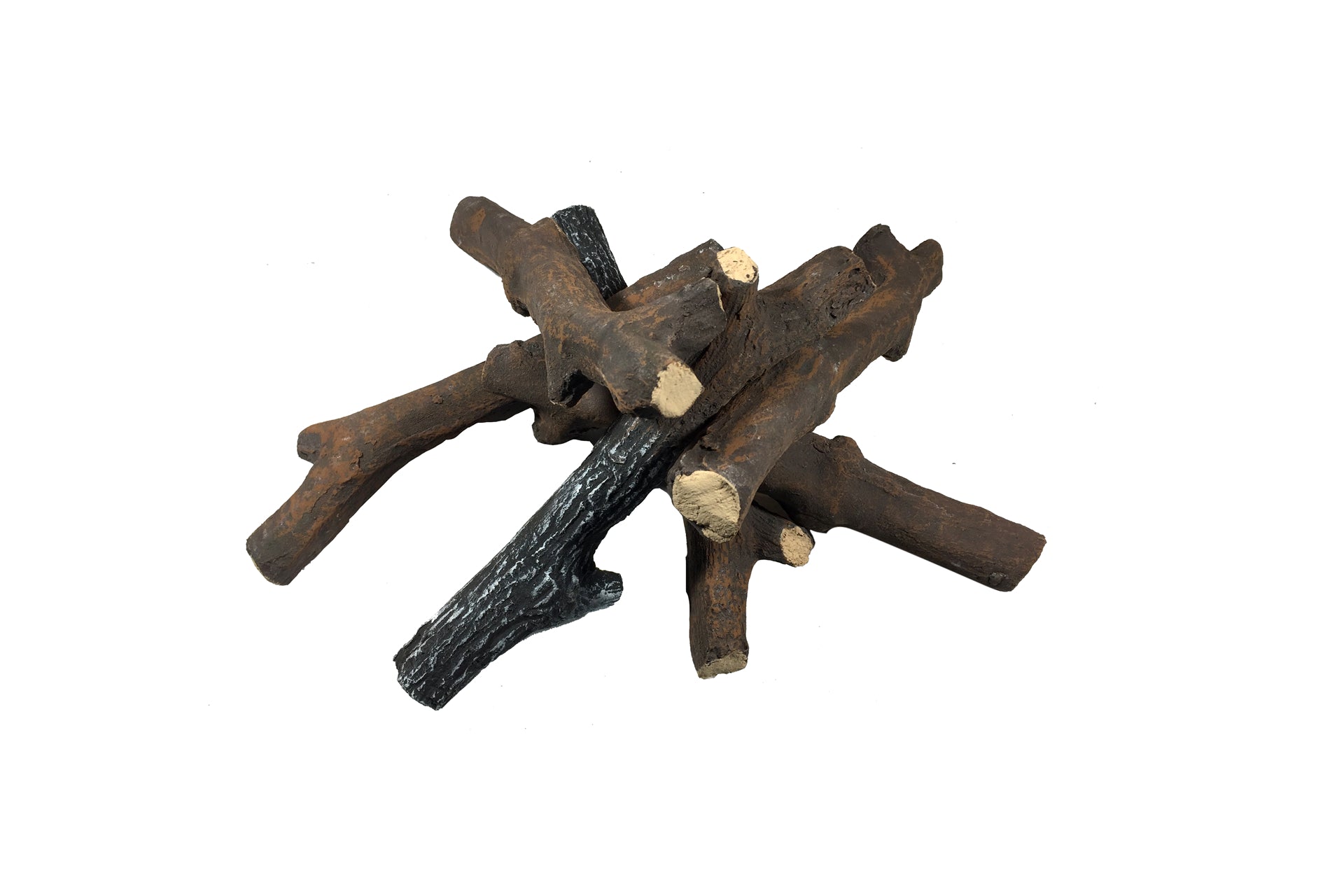 Elementi keramisch brandhout set van 6 realistische houtblokken