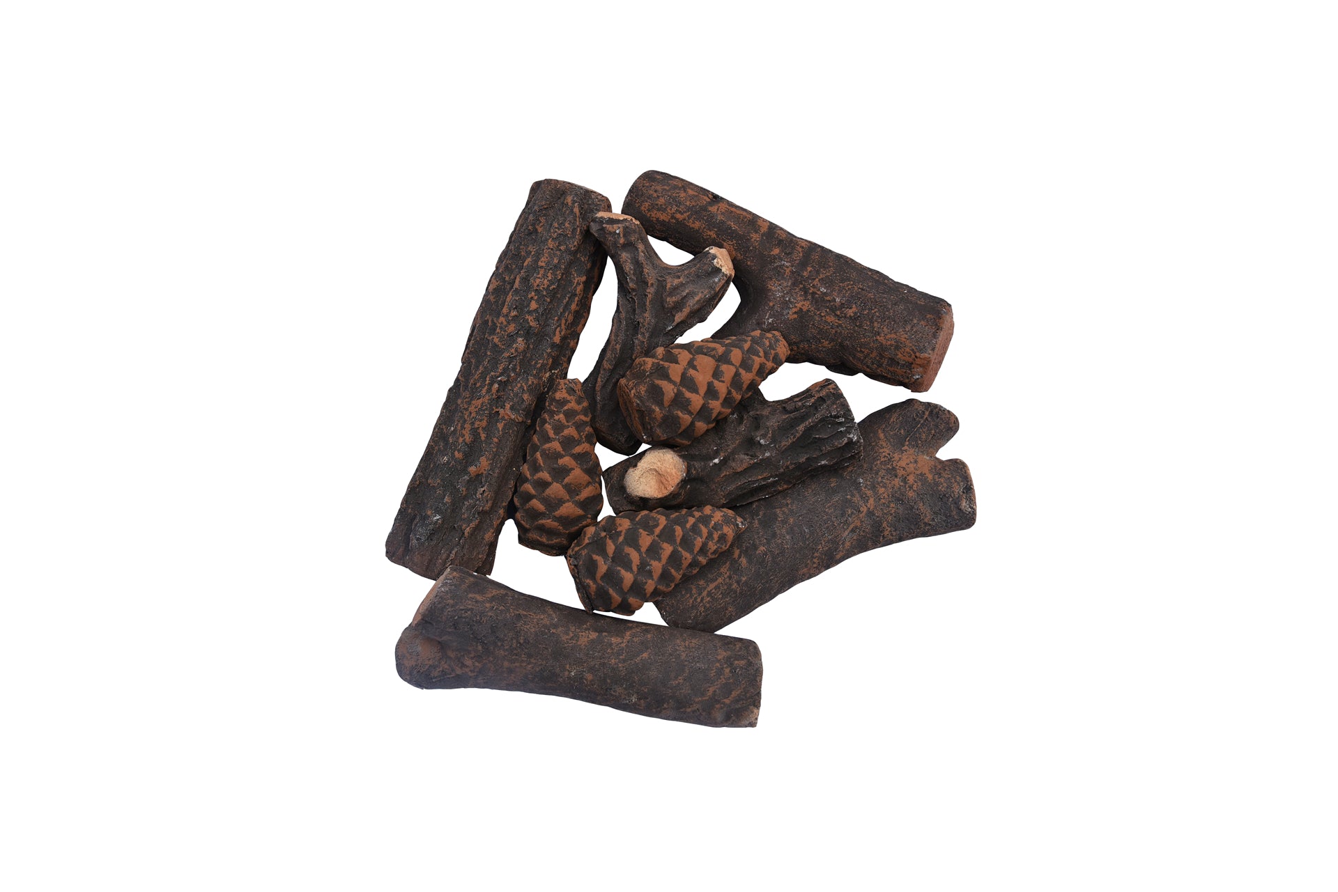 Elementi keramisch brandhout set van 9 realistische houtblokken