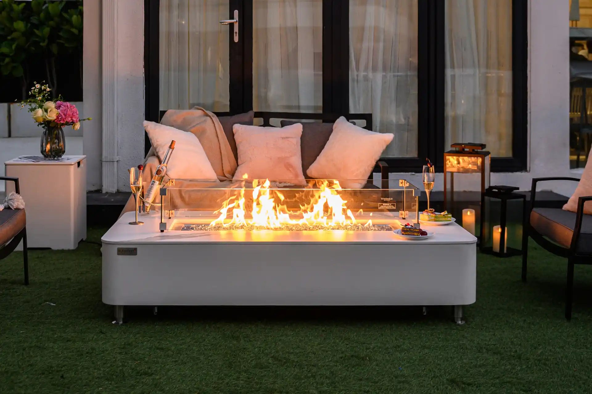 Elementi Athens porselein vuurtafel gas