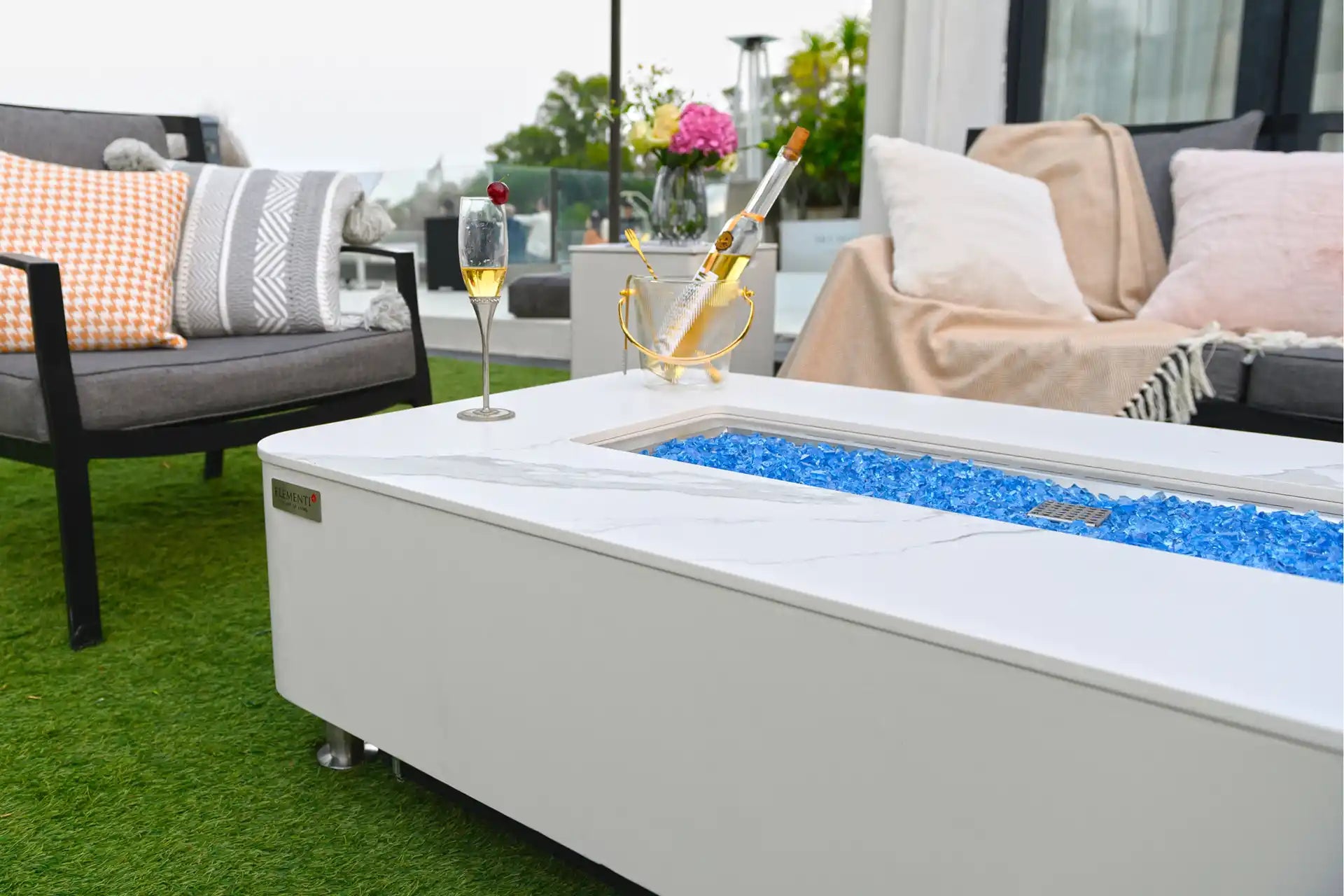 Elementi Athens porselein vuurtafel gas