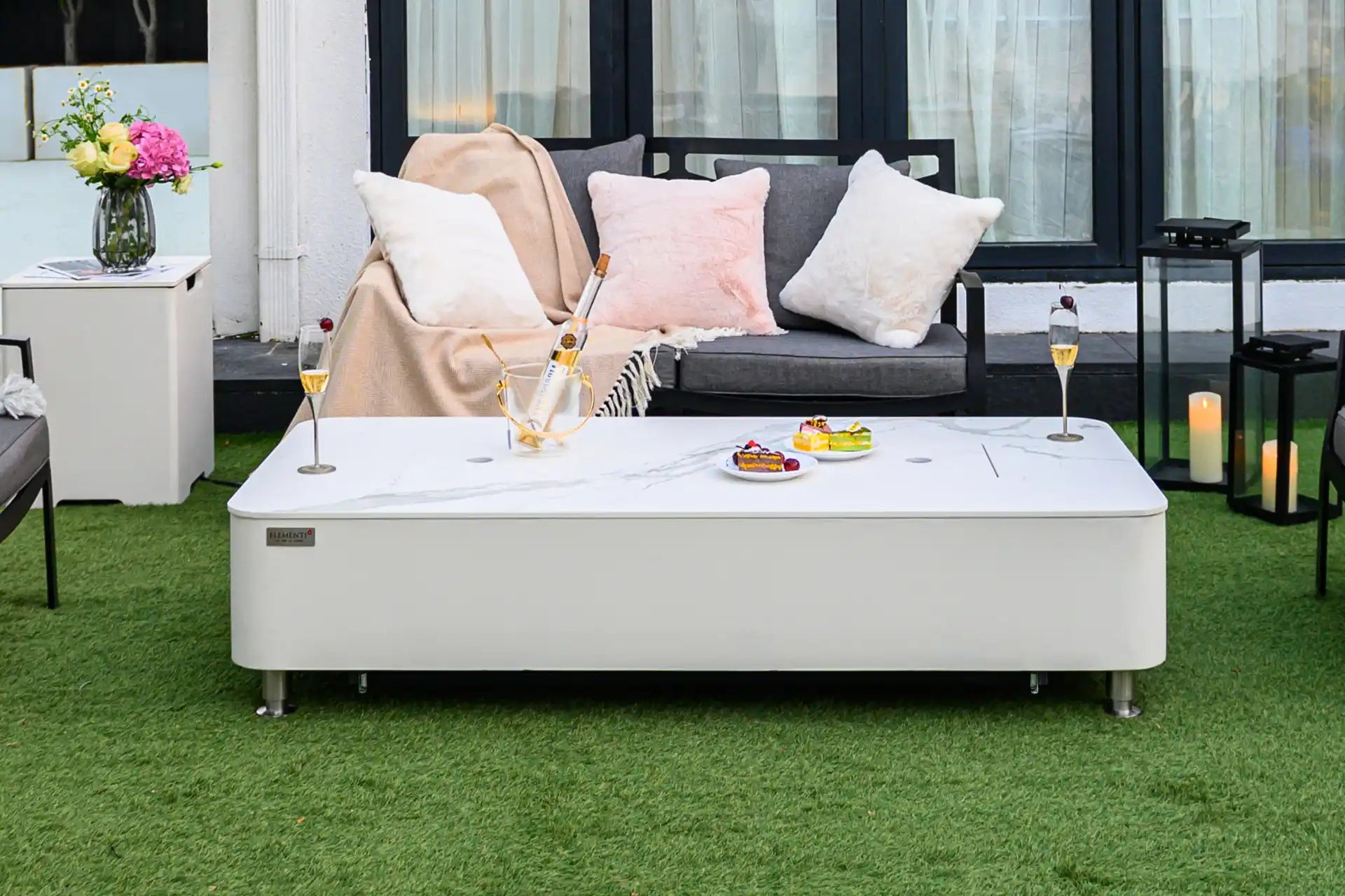 Elementi Athens porselein vuurtafel gas