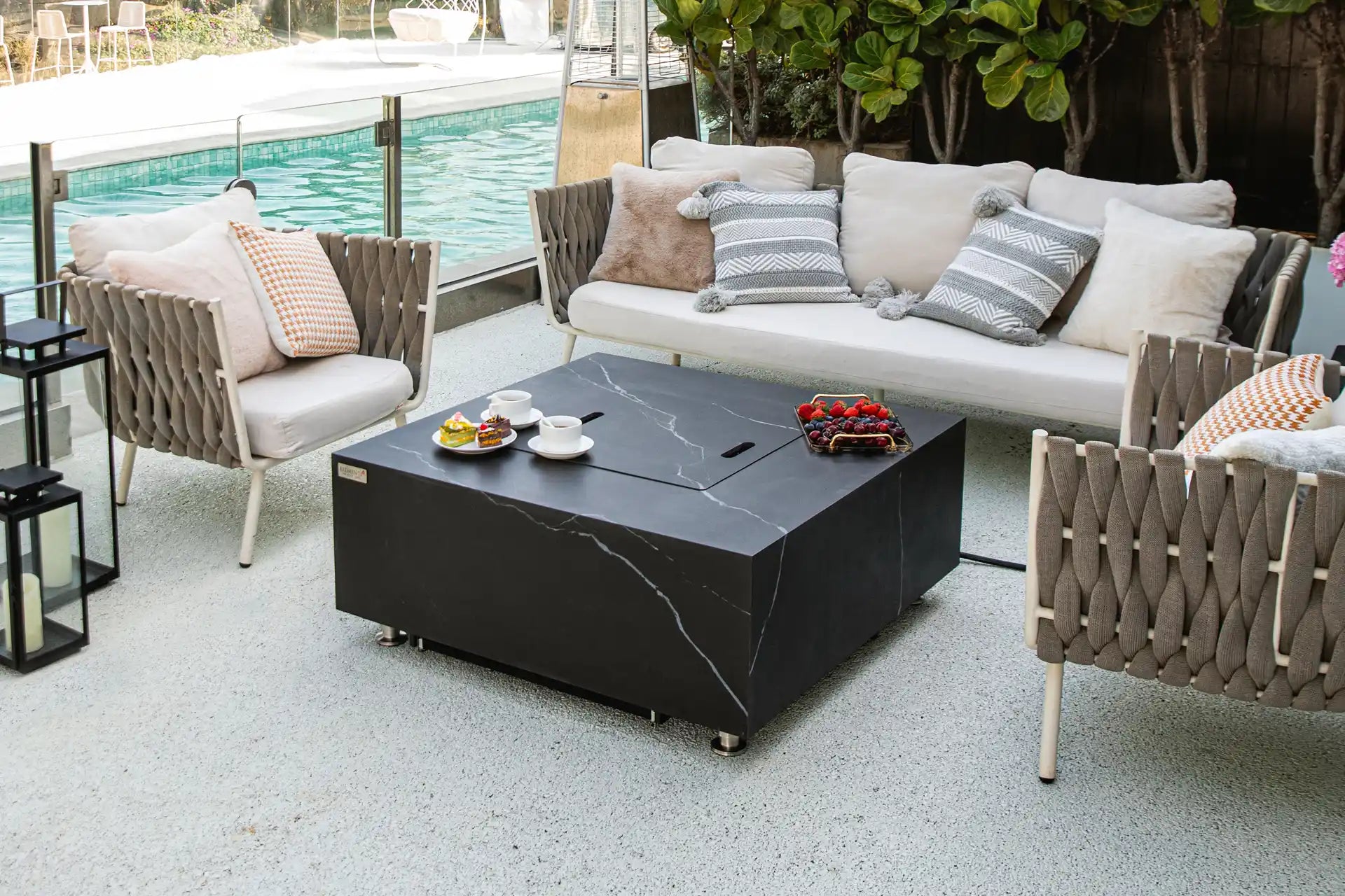 Elementi sofia porselein vuurtafel gas