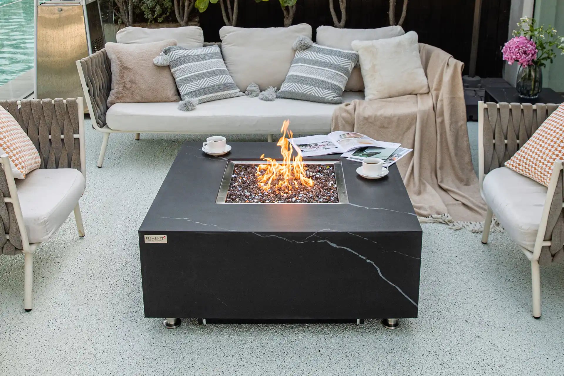 Elementi sofia porselein vuurtafel gas