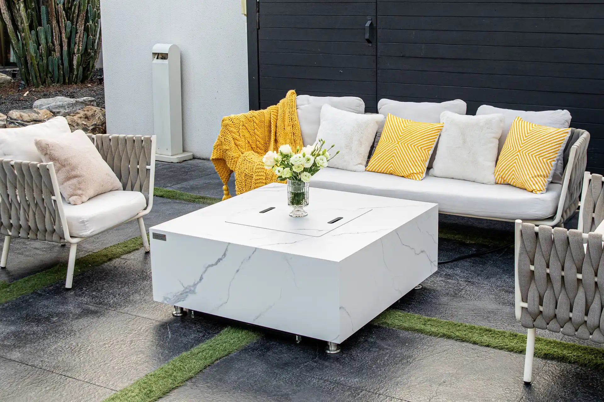 Elementi bianco porselein vuurtafel gas