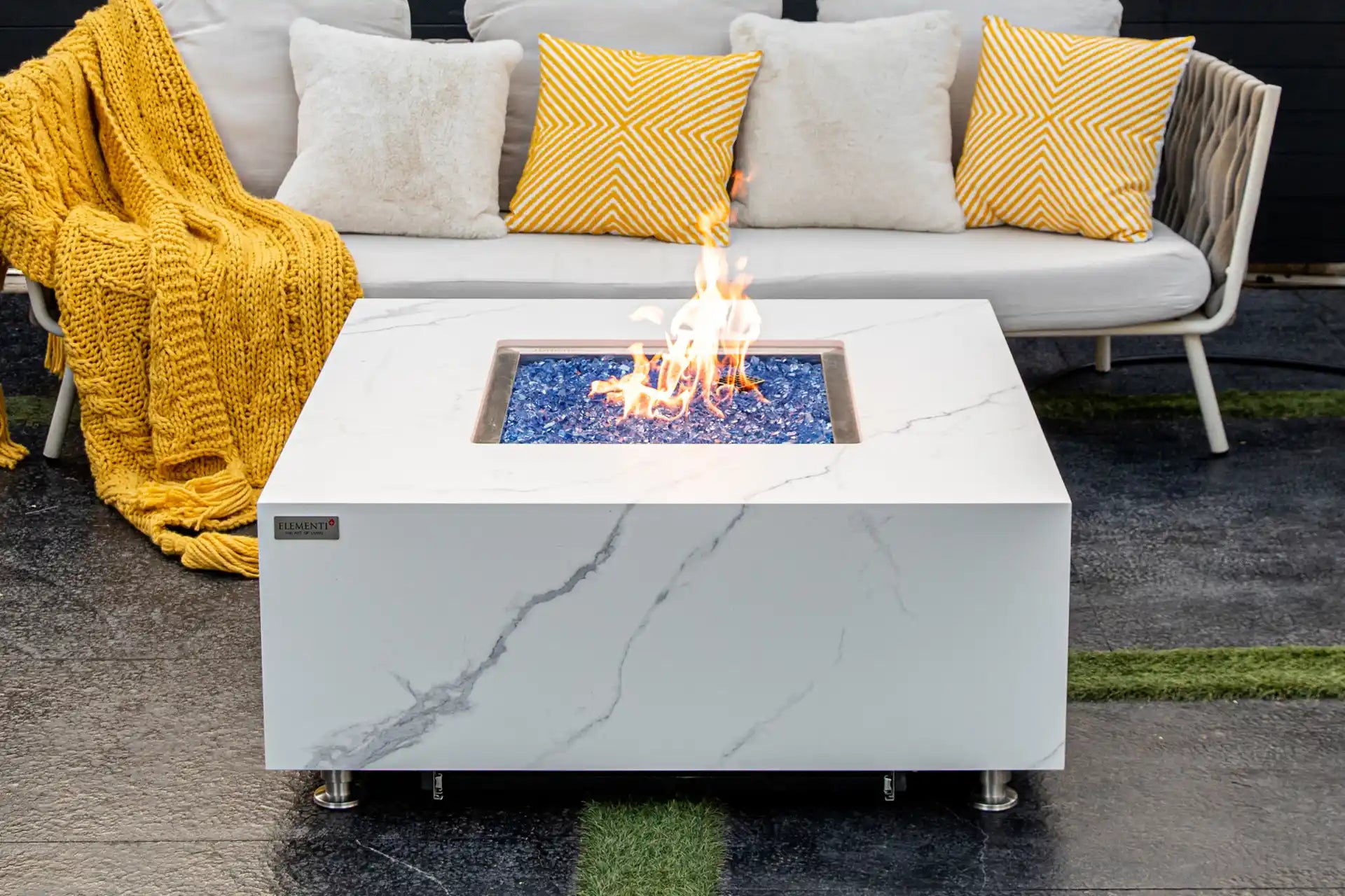 Elementi bianco porselein vuurtafel gas