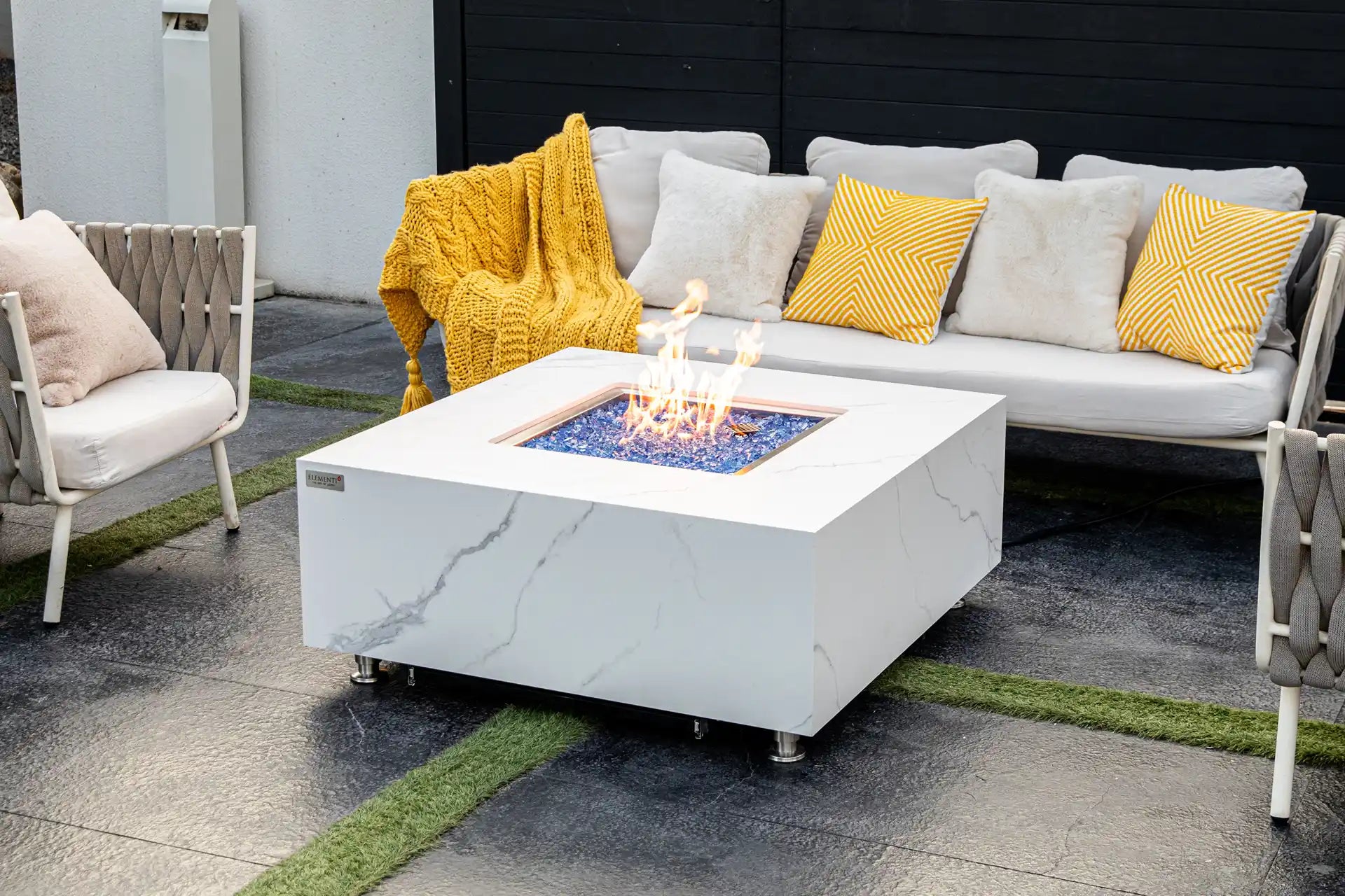 Elementi bianco porselein vuurtafel gas