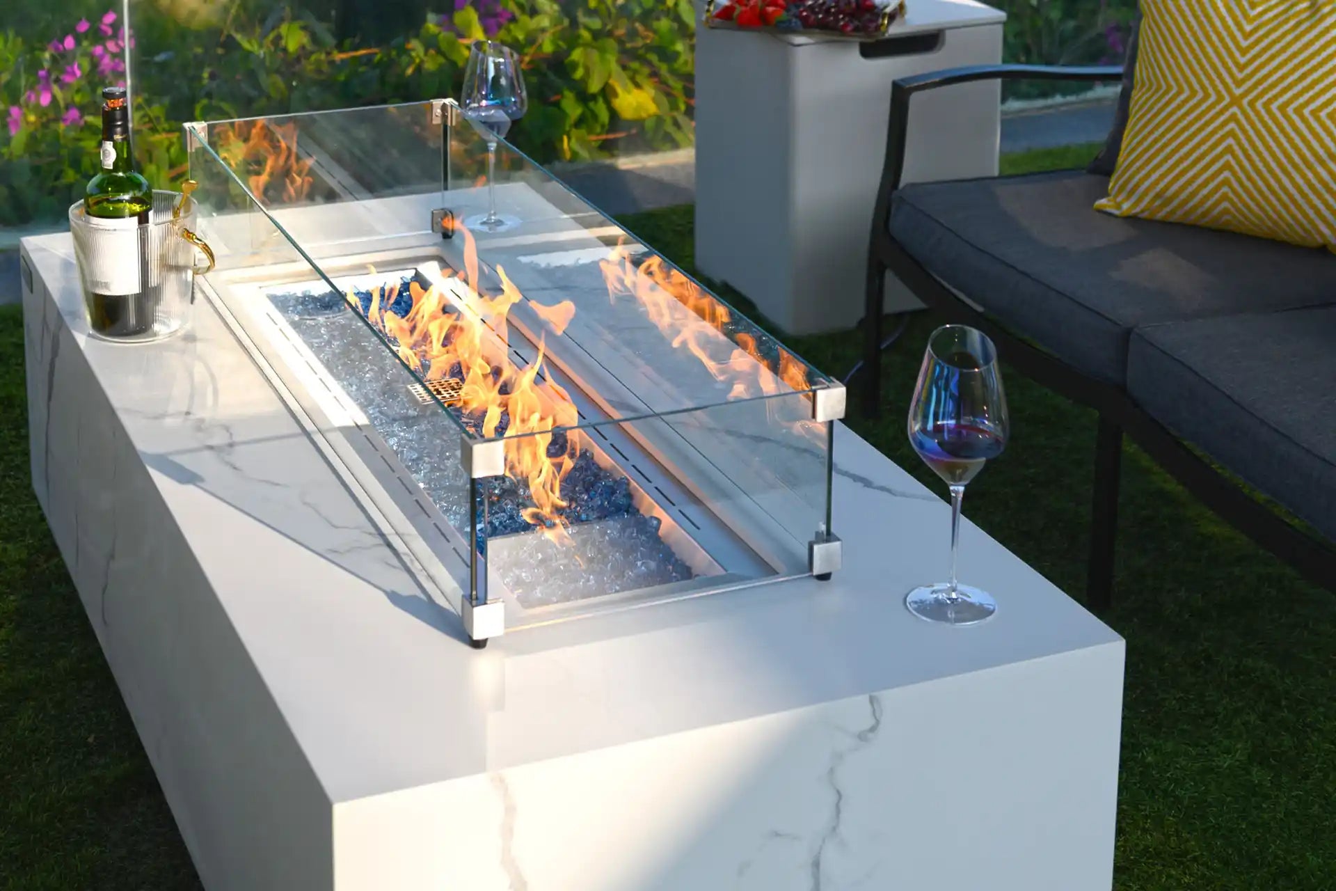 Elementi carrara porselein vuurtafel gas