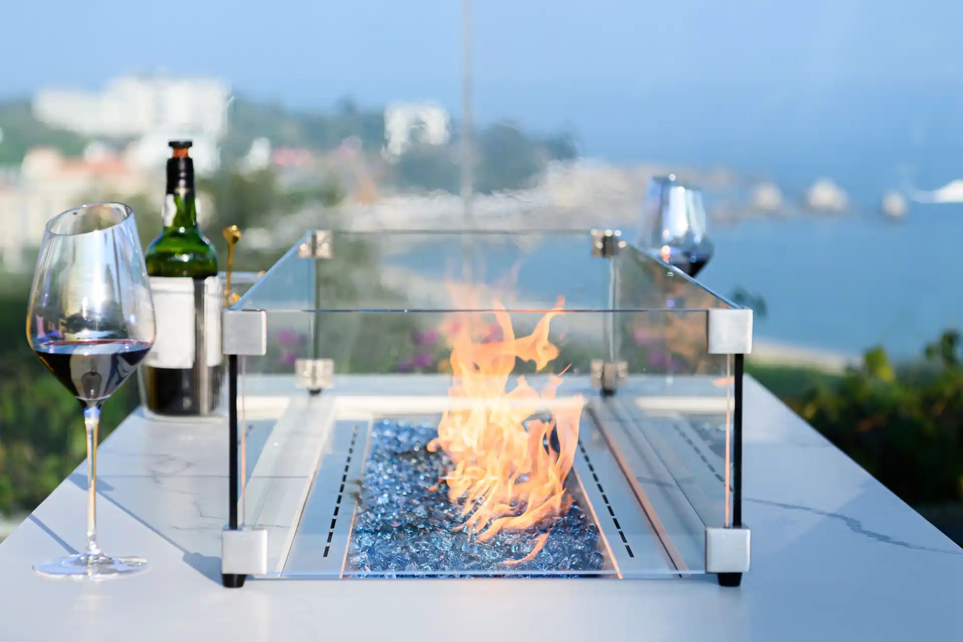 Elementi carrara porselein vuurtafel gas