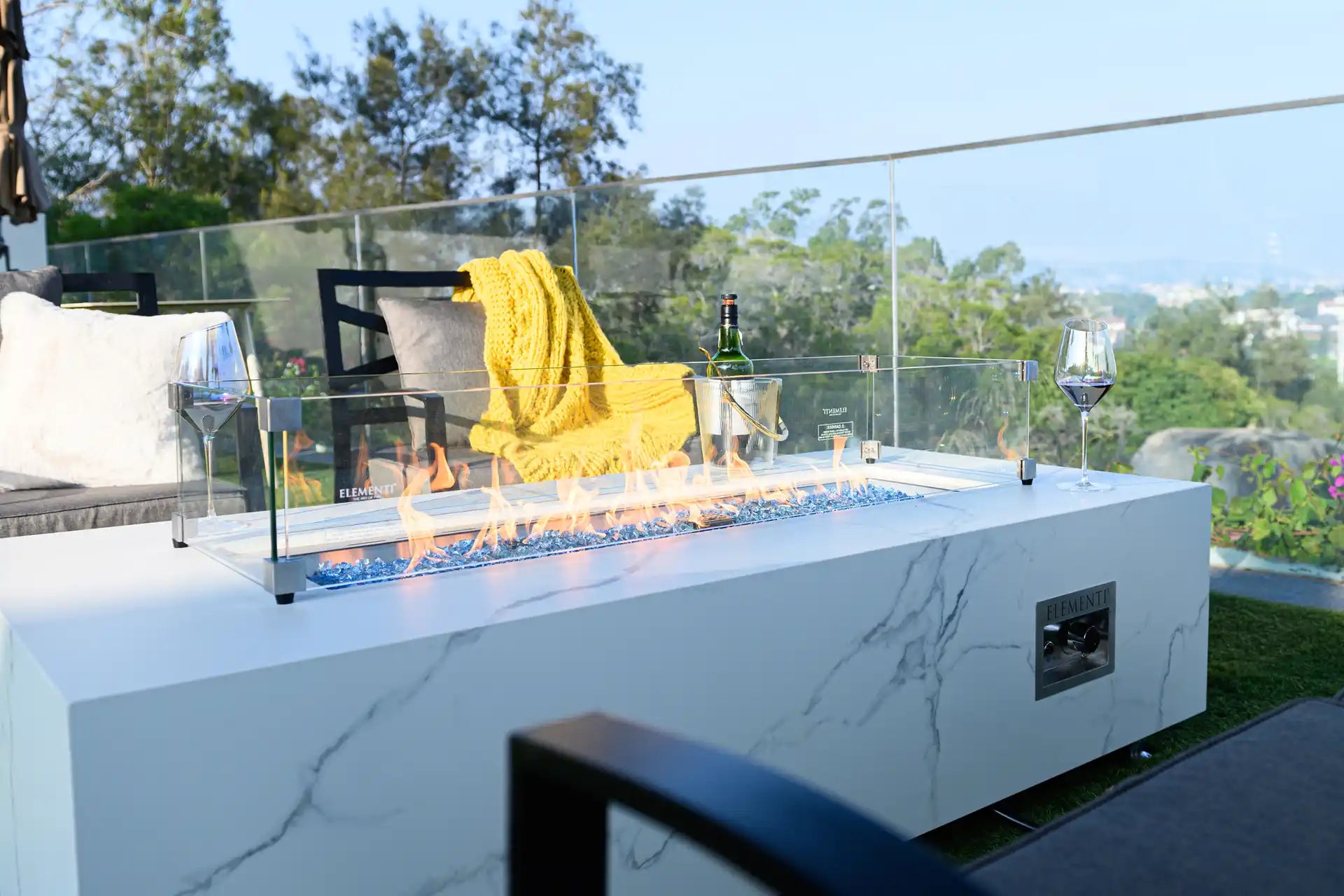 Elementi carrara porselein vuurtafel gas