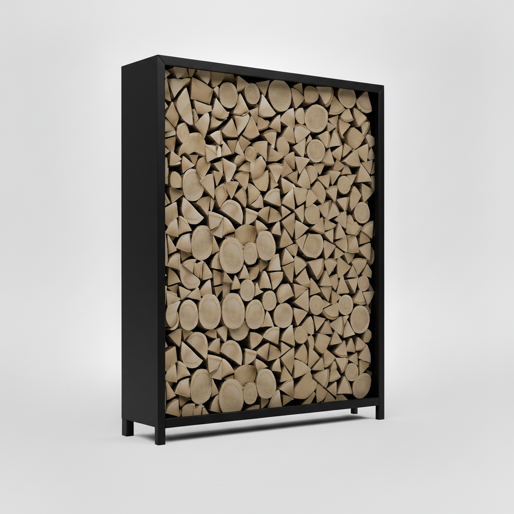 Houtopslag zwart gepoedercoat 180x120x40cm