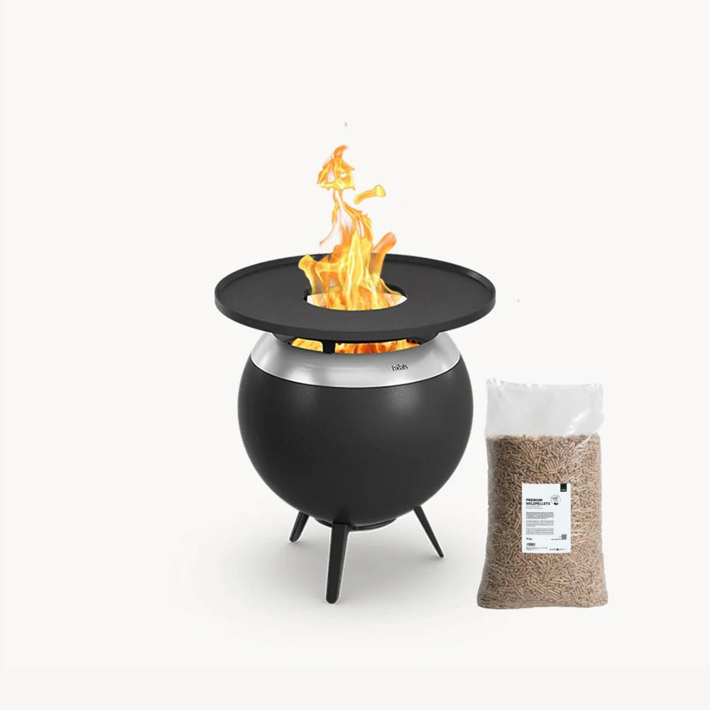 Höfats Moon 45 plancha BBQ set laag – inclusief gratis 15 kg premium pellets