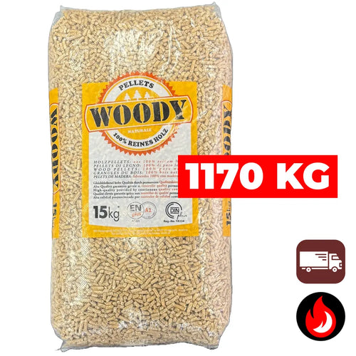 1170 kg | Woody Premium (lichte) houtpellets | ENplus A1 & DIN+
